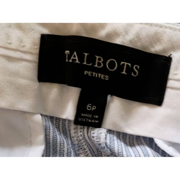 Talbots Cropped Seersucker Pants 6 Petite Light Blue Stripe Stretch Summer - Picture 7 of 8